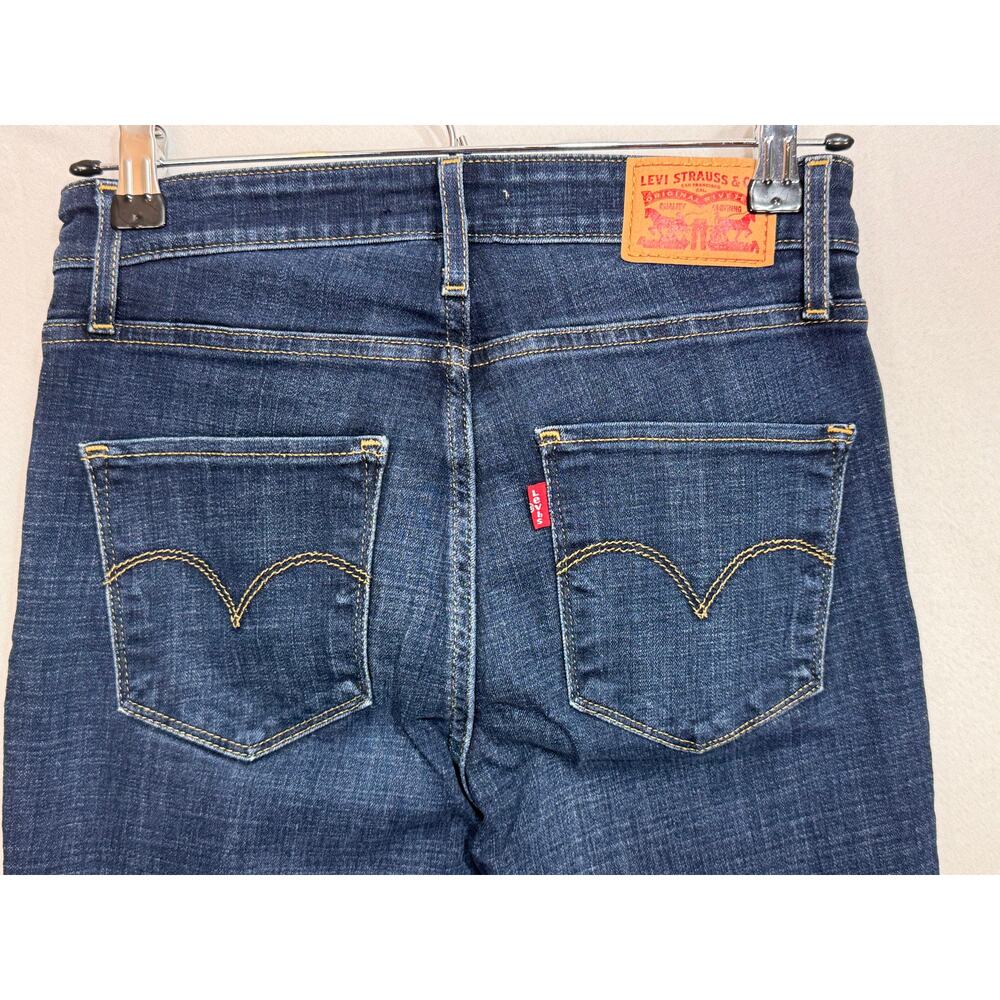 Levi's 712 High Rise Skinny blue denim jeans stretch raw hem 5 pocket Sz 28 - Picture 4 of 8